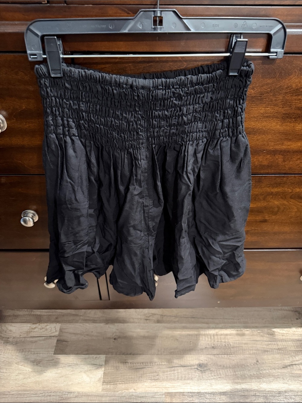 Smocked High-Waist Black Women’s Shorts